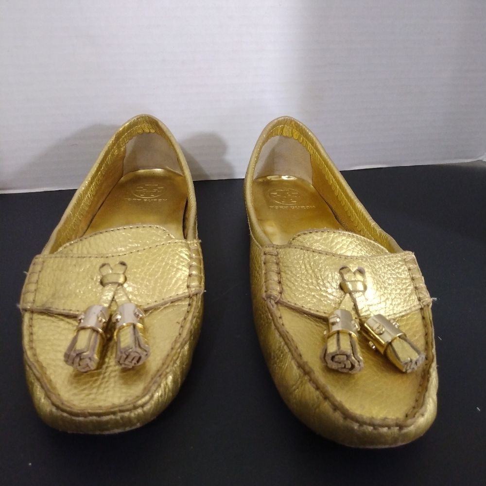 Tory Burch Metallic Gold Tassel Loafers